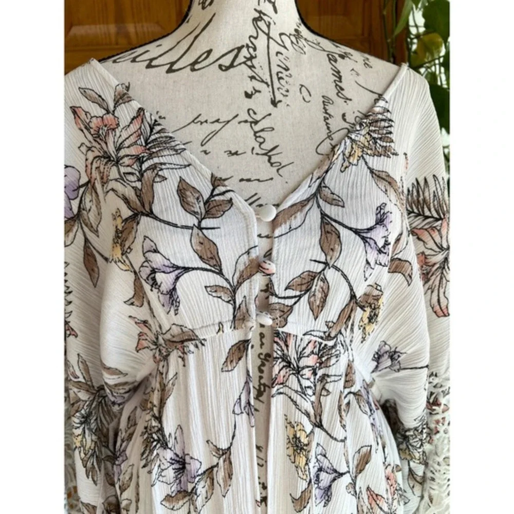 L.I.F.E. Love Is For Eternity BoHo‎ Floral Maxi Kimono Duster Coverup XL